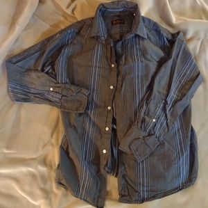Large Vintage 80s Ben Sherman striped gray mod button up